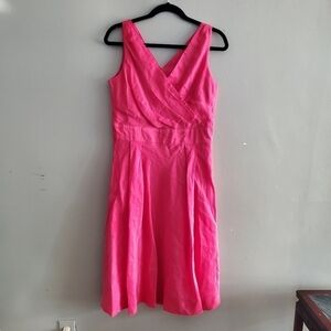 J.Peterman Fuschia Silk Blend A-Line Sleeveless Knee Length Dress Wom…